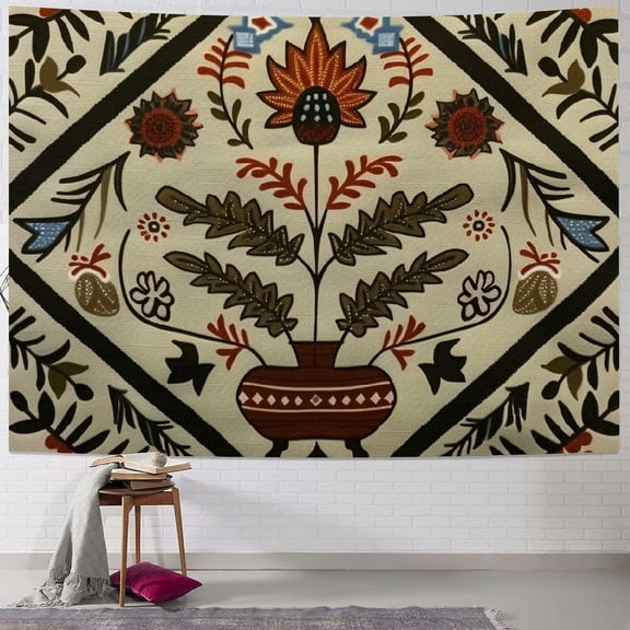 BCIIG Folk Art Tapestry Wall Hanging Unique Style for Home Decor, Vivid Graphic Tapestries for Living Room Bedroom Apartment Farmhouse Dorm, 4 Sizes Available 40x30inch