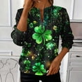 thumbnail image 2 of LEKWK Womens St Patricks Day Shirt Regular Fit Quarter Zip Sweatshirts Long Sleeve Graphic Tees Multiple Kittens In Shamrock Hats Print Festival Outfits, 2 of 5