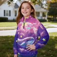thumbnail image 2 of Uorisanigo Girls Oversized Sweatshirts Long Sleeve Lapel Zipper Sweatshirt Lightweight Cloud Whale Star Athletic Sweatshirts Pullover Jacket for Teen Girl School Tops Fall Clothes, 2 of 7