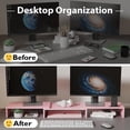 thumbnail image 5 of BONTEC Dual Monitor Stand Riser with Smartphone Holder, Adjustable Length & Swivel Angle, Ergonomic Wooden Desktop Organizer for PC Monitor, Laptop, Printer, Large Storage, Pink, 5 of 8