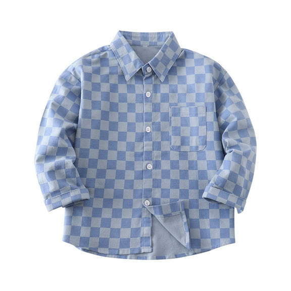 zbxnLI Toddler Boys Plaid Button down Shirts Long Sleeve Cotton Shirt Little Boys Spring Fall Tops