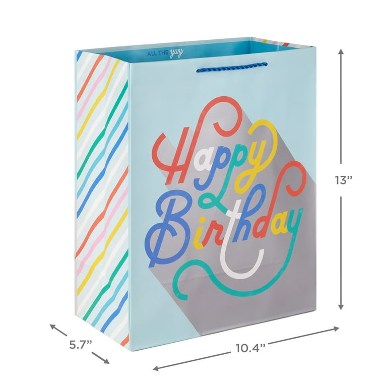 Hallmark Large Gift Bag (Happy Birthday on Aqua), 1 count