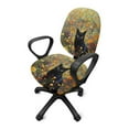 thumbnail image 2 of SCRAWLGOD Black Cat Floral Stretchable Cover for Office Chair Seat Comfortable Non-Slip Desk Chair Seat Protector Breathable Split Boss Chair Covers, 2 Piece Sets, 2 of 7