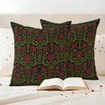thumbnail image 3 of Vintage Red Roses Outdoor Waterproof Pillow Covers, Abstract Art Floral Green Leaves Decorative Square Throw Pillowcase Sofa Cushion Sham for Patio/Couch/Chair, 24"x24" 2 Pack, 3 of 8