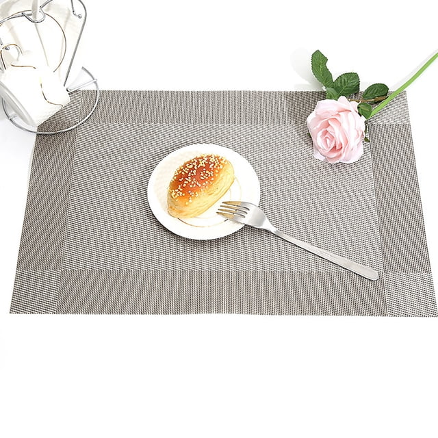 Visland Woven Vinyl Placemat Heat-Resistant PVC Placemat Non-Slip Washable Table Mat Protects Table from Burns Stains Dining Mats for Home Restaurant Bar