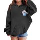thumbnail image 1 of Moonsky Sudadera con capucha y cordón HUNTRX, estampado de grupo de chicas coreanas, jersey corto, suave y cómodo, top de manga larga para primavera y otoño. Negro 120, 1 of 5