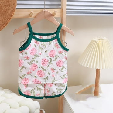 2 Piece Girl Outfit Toddler Baby Girl Summer Outfits - Linen Ruffle Sleeveless Shirts & Shorts Set For Hot Weather Clothes For Girls 10-12