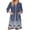 Navy(Western Ethnic Style), variant on Women's Robes Zipper Lightweight 3/4 Sleeve Bathrobes for Women Zipper Front Knee Length Daisy Printed Casual Sleepwear Nightgown with Pockets Brown S