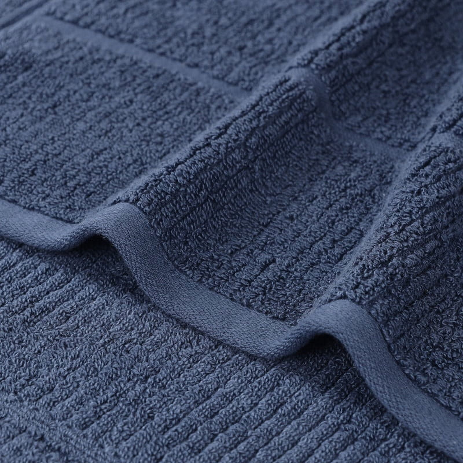 Superior Milo 6 Piece Smart Twist Cotton Hand Towels, Medium Weight Ribbed Design Towels, Navy Blue