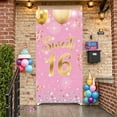 thumbnail image 5 of Pink Theme Happy 16th Birthday Banner Gold Glitter Sweet 16 Banner Decor Star Pattern 16th Birthday Party Banner for Sweet 16 Party Teen Birthday Celebration Girls Party, 5 of 9
