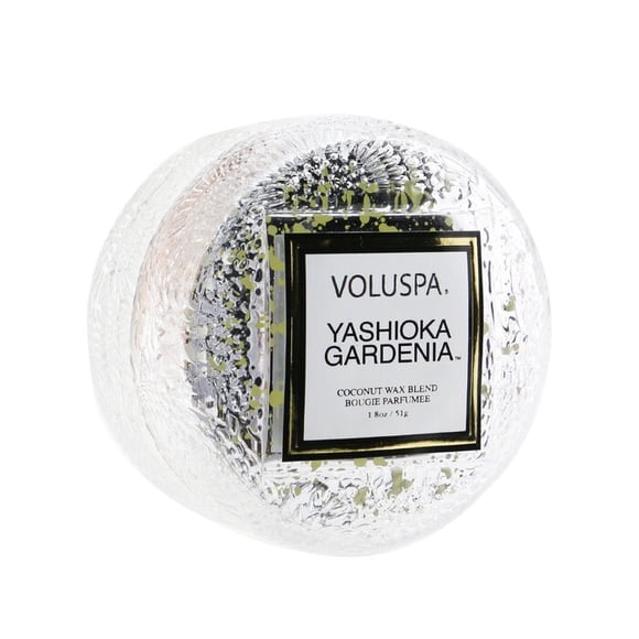 Vela Voluspa Macaron Yashioka con aroma a gardenia, 15 h, quemada