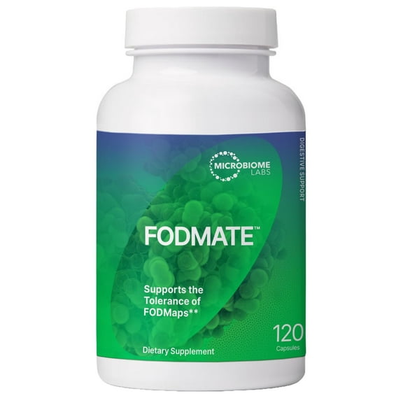 Microbiome Labs FODMATE Digestive Enzymes for Women & Men - Digestive Support for Low FODMAP Protocols & Occasional Bloating, Gas & Stomach Relief 120 Capsules