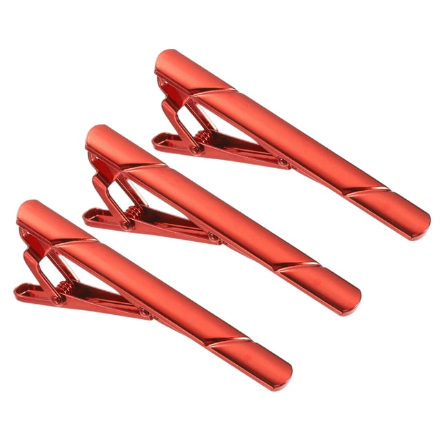 3 Pcs Clips de Corbata Delgados para Hombres, Clips de Corbata de Cobre para Padre, Esposo, Amante (Rojo Vino, Espiga)