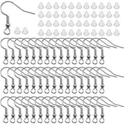 TOSEERY 300 Pieces Earring Hooks Hypo Allergenic French Ear Wires with Ball and Coil 18mm Platinum Tone Fish Hook Earrings Making Supplies Jewelry Findings