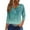 253#Cyan, variant on Womens 3/4 Length Sleeve Tops Casual Henley Summer Shirts Loose Fit Three Quarter Length Sleeve Blouses