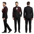 thumbnail image 2 of Beauty-Emily Men's Gold Foil Print Double-Breasted Suit Set – Slim Fit Two-Piece Blazer & Pants, Luxury Metallic Accent Formal Suit for Party, Wedding & Prom, 2 of 8