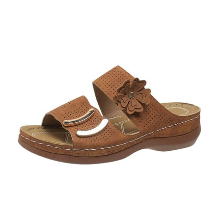 

Ediodpoh Women s Casual Flat Sandals Floral Sandals Lady Sandals Women Slippers Women s Sandals Brown 7.5(39)
