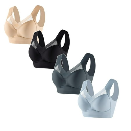 LUOGENLI Female Women s Bras 44C Women s Large Strapless Lace Tank Top Underwear Thin Side Fold Side Gather Adjustable Bra 4 *4Pcs Women Bras Comfortable Padded Women Bras Pack Push Up XXL