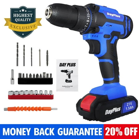 

Dayplus 21V Cordless Drill Combi Driver Electric Screwdriver Set Li-ion Battery