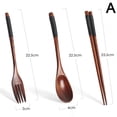 thumbnail image 6 of TPALPKT 3PCS Set Wooden Tableware Fork Spoon Chopsticks Wood Portable Long Handle Tableware Chopsticks Chopsticks Spoon Korean D3Q5, 6 of 9