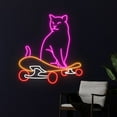 thumbnail image 3 of Handmadetneonsign Cute Cat Skateboarding Neon Sign, Skateboard Cat Led Sign, Cat Skateboarder Light, 3 of 5