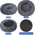 thumbnail image 3 of Cesta redonda para perro, cojín para gato, cesta tipo donut, cama extra suave, acogedora y bonita, cojín, 50 cm, gris oscuro, 3 of 5