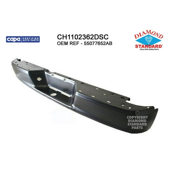 REAR STEP BUMPER FACE BAR; BLACK; MADE OF STEEL