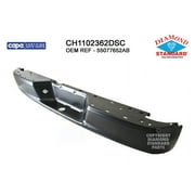 REAR STEP BUMPER FACE BAR; BLACK; MADE OF STEEL