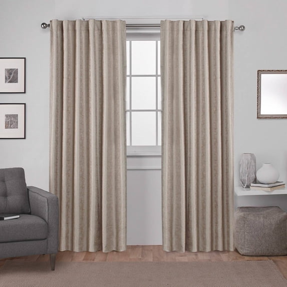 Exclusive Home Curtains 2 Pack Zeus Solid Textured Jacquard Blackout Hidden Tab Curtain Panels