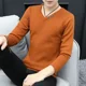 thumbnail image 5 of Suéteres de punto para hombre, ropa de hombre de color sólido, jerseys de cuello en V, camiseta, sudadera negra lisa, manga larga, 100 % prendas de punto, XS, 5 of 5
