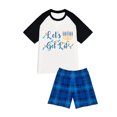 thumbnail image 5 of LuLiaMenton Matching Couples Hanukkah Pajamas Let's Get Lit Blue Plaid Short Sleeve Shorts Set, 5 of 5