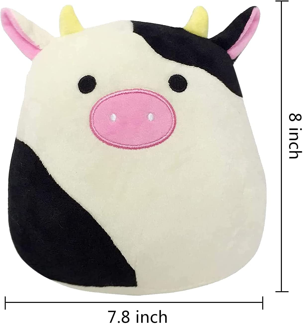Valentine Stuffed Animal Doll Pillow 3D Cow Plushie Hugging Pillow Gift Kawaii Room Decoration for Kids Birthday Christmas 8inch, Black-White Super Cute Cow Plush Toy 