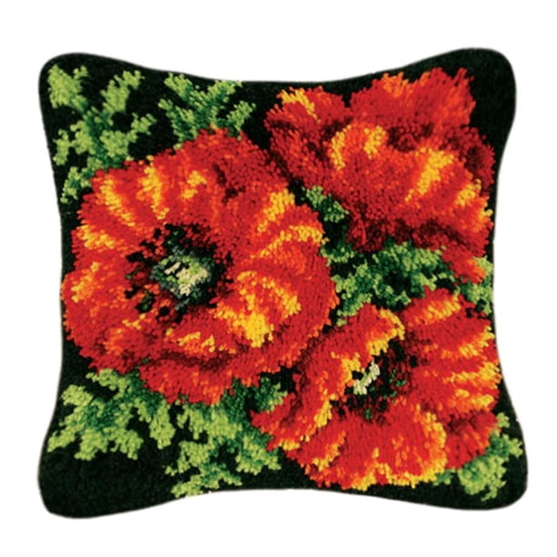 s de gancho de pestillo para DIY, funda de almohada para sofá, funda de cojín, , decoración peluda, adornos para decoración para hogar, 17 `` Flor 8 Gloria Lienzo de alfombra de gancho de seguridad