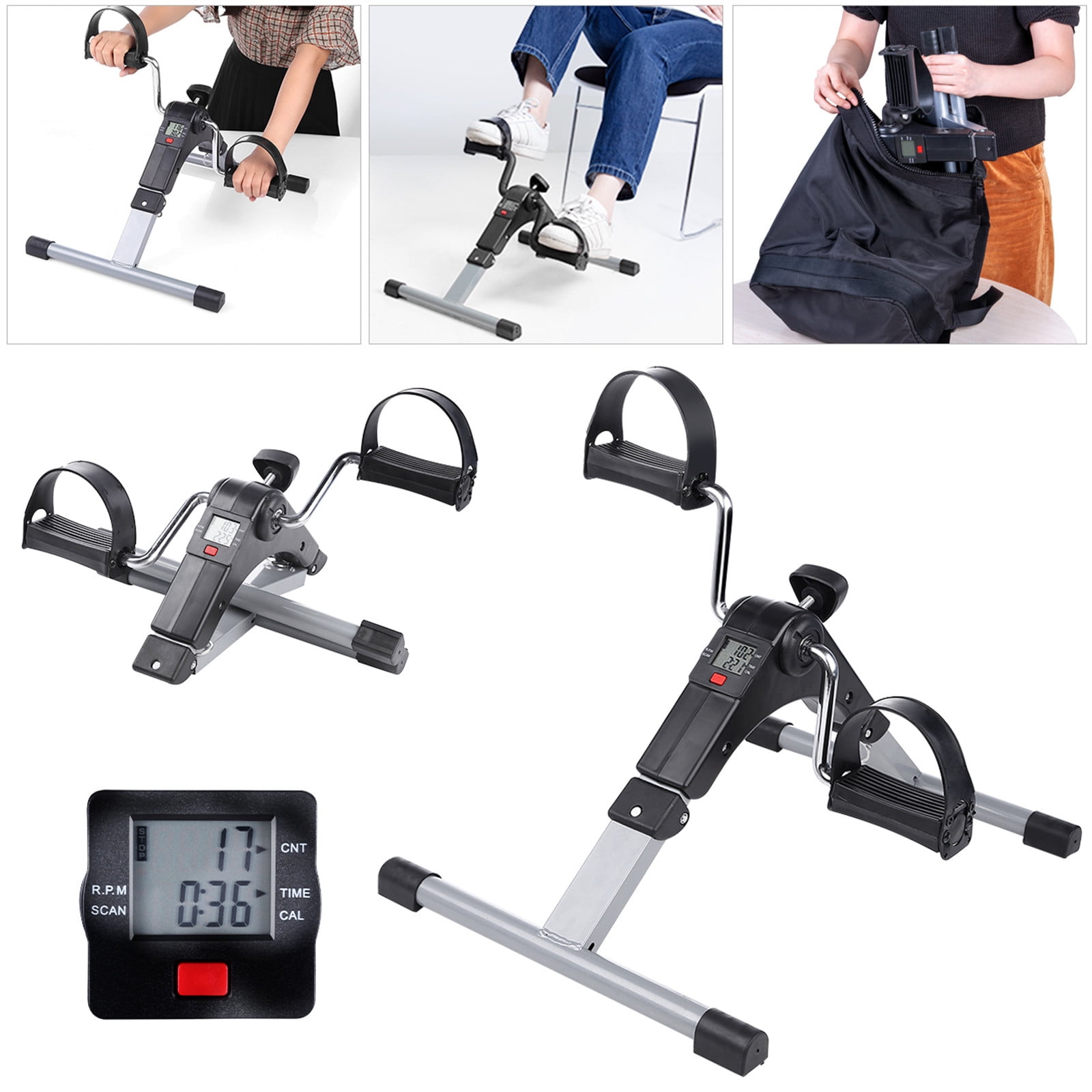 Himaly Foot Pedal Exerciser, Folding Exercise Bike for Arm Workout Leg Exerciser, Under Desk Peddler with LCD Display
