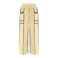 thumbnail image 4 of XFLWAM Womens Barrel Sweatpants Baggy Wide Leg Fall Palazzo Pants Casual Loose Drawstring High Waisted Lounge Trousers with Pockets Beige XXL, 4 of 8