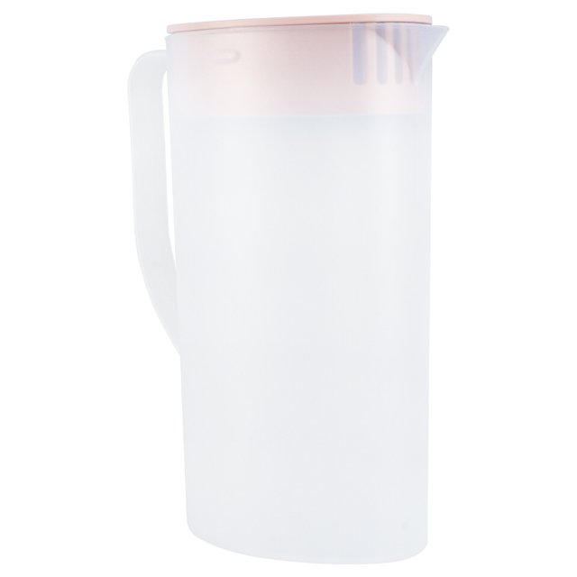 SHISUYAN Pink Plastic Water Pitcher with Lid for Home Large Opening Easy to Carry V Shape Sprout 1pc