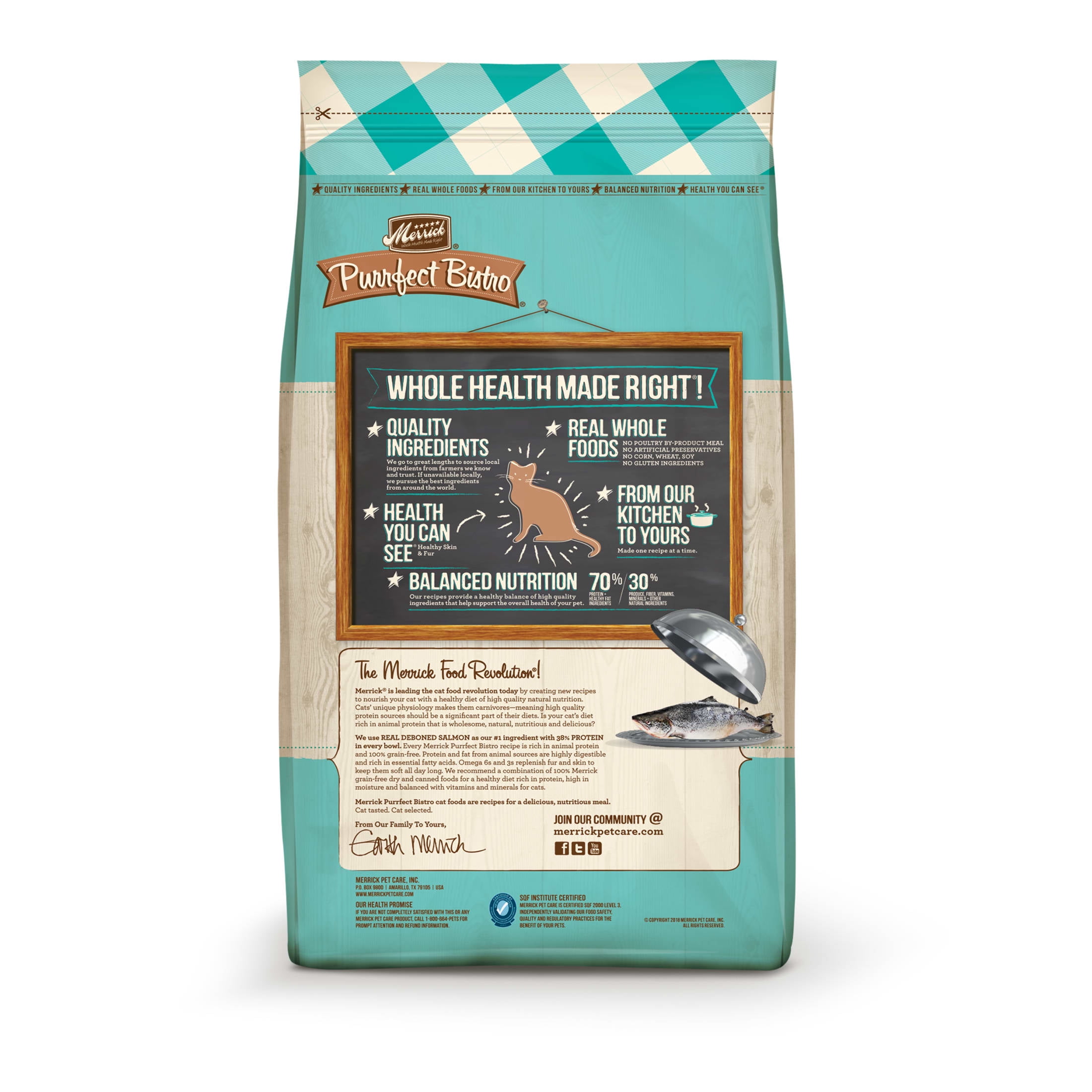 Merrick Purrfect Bistro, Grain Free Dry Cat Food, Salmon & Sweet Potato, 7 lb Bag