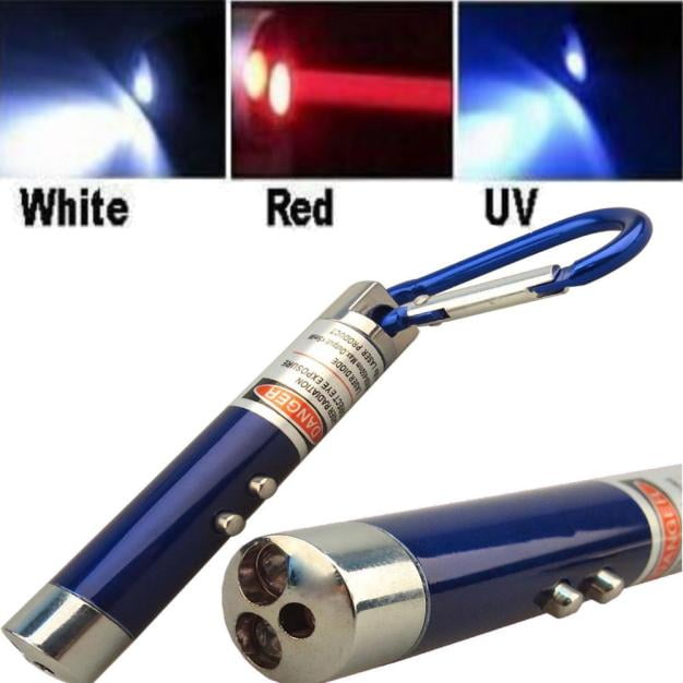 1x 3 in1 Multifunction Mini Laser Light Pointer LED Torch Keychain UV Flashlight 