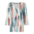 thumbnail image 5 of HOMBOM Blue Shirts for Women 3/4 Sleeve V Neck Pullover Tie-Dye Loose Tunic Tee, 5 of 6