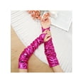 thumbnail image 6 of INSPIRE CHIC Women's Metallic Shiny Fingerless Gloves with Finger Loop Arm Warmers for Party Disco One Size Fuchsia, 6 of 6