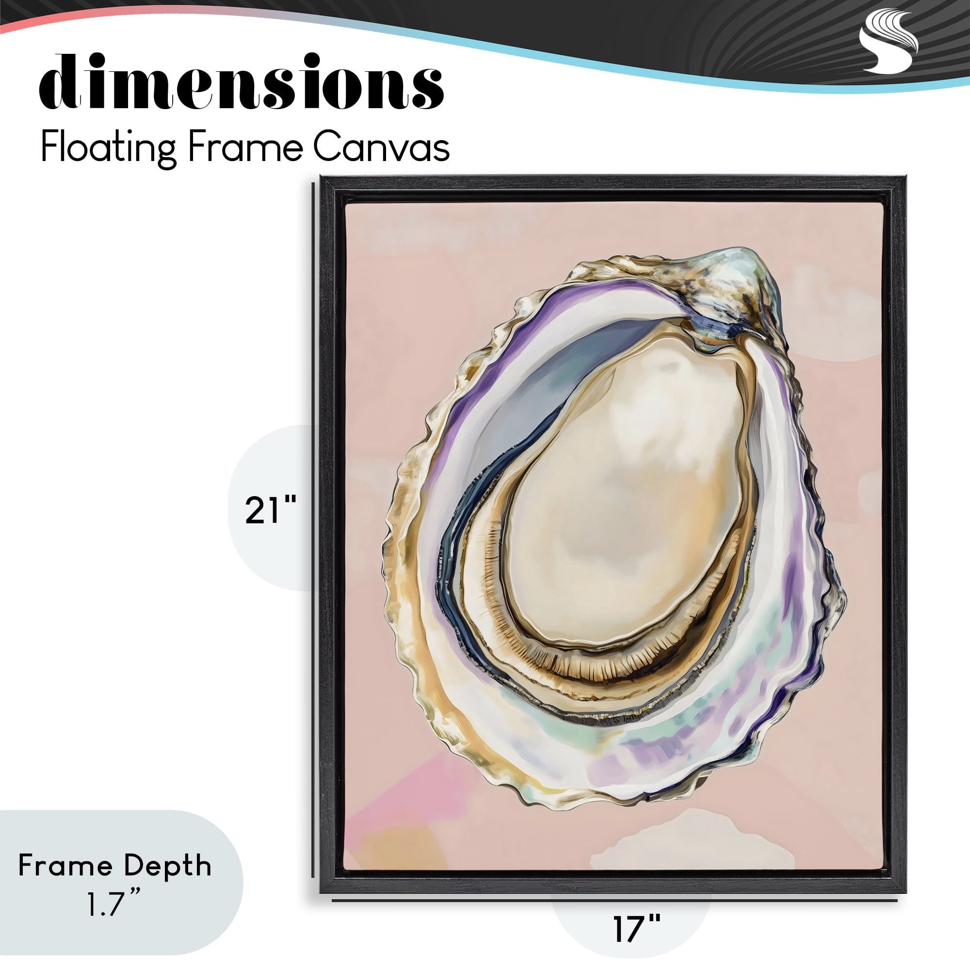 Stupell Industries Pink Oyster Shell Elegance Black Framed Floater Canvas Wall Art, design by The Prints Vibe