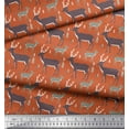 thumbnail image 2 of Soimoi Orange Georgette Viscose Fabric Deer Animal Printed Fabric 1 Yard 42 Inch Wide, 2 of 3