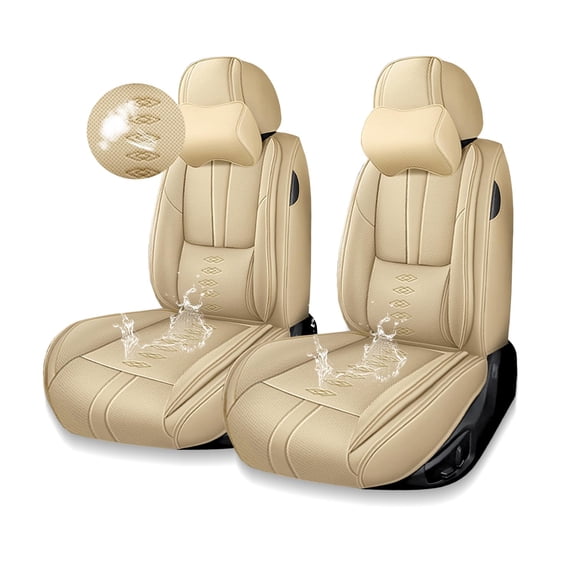 Premium Car Seat Covers for Honda Accord 2000,Comfortable Leather Seat Covers for Accord,Waterproof Anti-slip Car Seats Protectors for 2 Seats(Beige,Pillows)