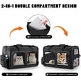 thumbnail image 2 of Cat Carrier for 2 Cats, Foldable Double Cat and Dog Carrier, Small to Medium Size, 2 Front Zippered Compartments,Two Pets Carrier for Outdoor Travel,Mulitple Cat Carrier (Black), 2 of 11