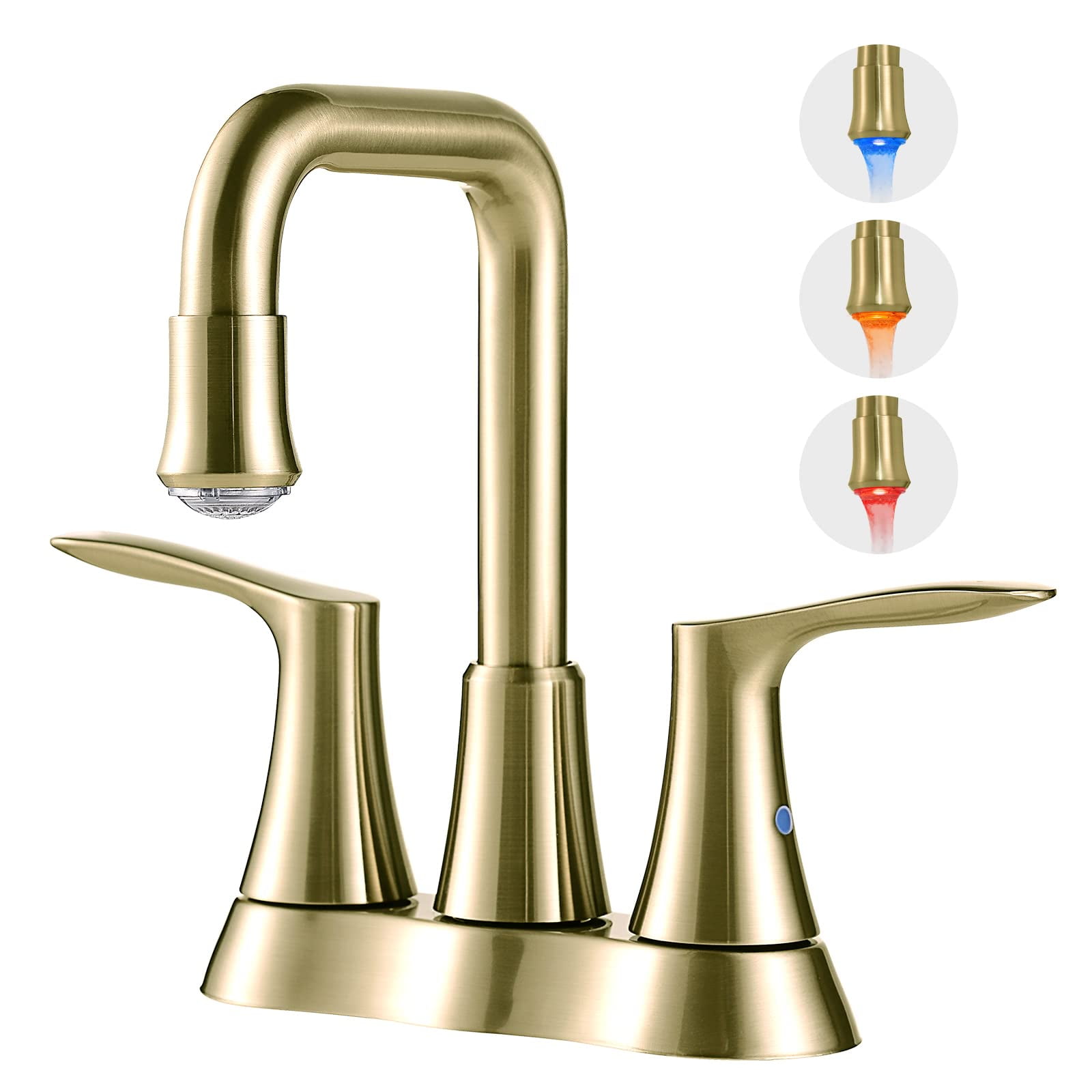 Bathroom LED Faucet 360 Degree Swivel Spout 2Handle Lavatory Faucet