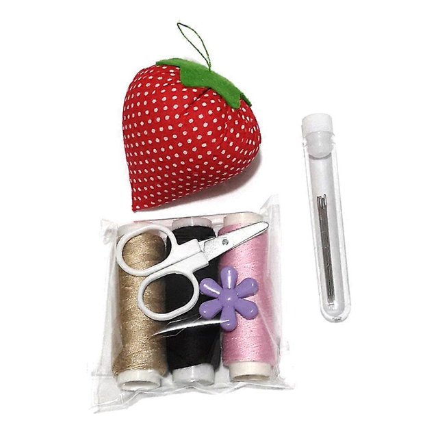 Portable Mini Sewing Kits Premium Sewing Kit for Case Strawberry Pin Pad for Quick Fixes
