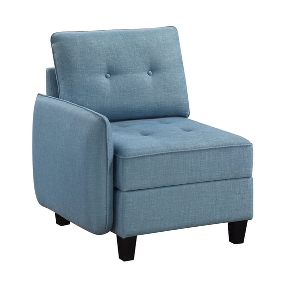 JERFIT Modern Blue Polyester Storage Chair with Tufted Back, Reversible Cushion & Hidden Compartment for Living Room