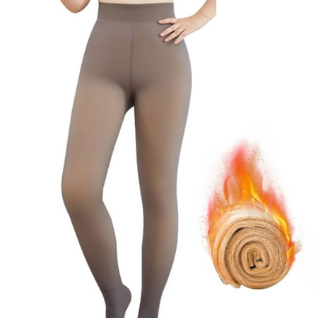 

Women Warm Leggings Elastic Fake Translucent Stretch Girls Fleece Lined Tights