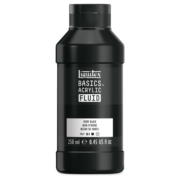 Liquitex Basics Acrylic Fluid Paint - Ivory Black, 250 ml