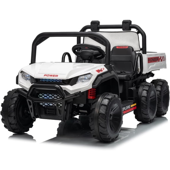 M optimized 24V 4WD Electric Ride on Dump Truck for Kids, 2 Seater Battery Power Ride-on Car with Remote Control, Dump Bed, 3 Speed Modes, Music Player, All-Terrain Off-Road Vehicle Toy